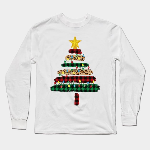 Christmas Tree Leopard Long Sleeve T-Shirt by Peach Lily Rainbow